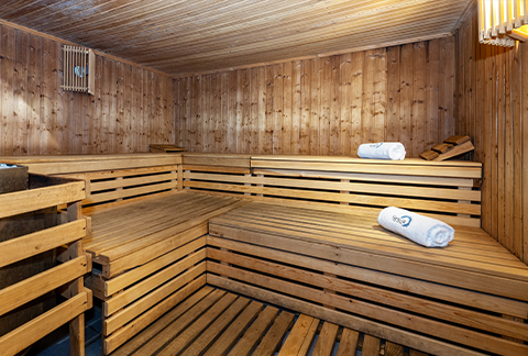 sauna de madera en Senzia Spa Cartaya